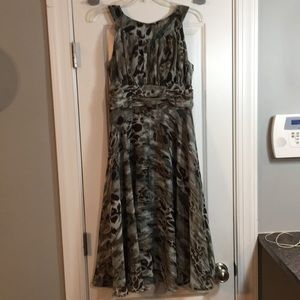 Brown green marbled flowy dress
